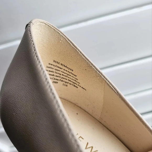 Nine West Arlene Pump  Heels Ribbon Leather Ivory Nude Size 8.5 - Picture 6 of 7